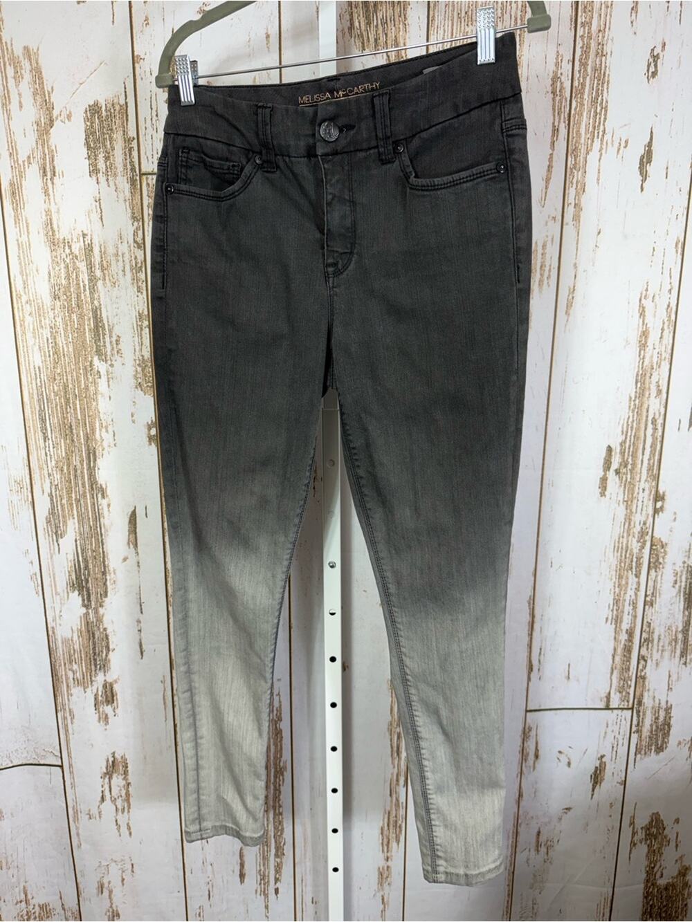 Melissa McCarthy Seven7 Women's Ombre Black to Gray Skinny Jeans. Size 10.